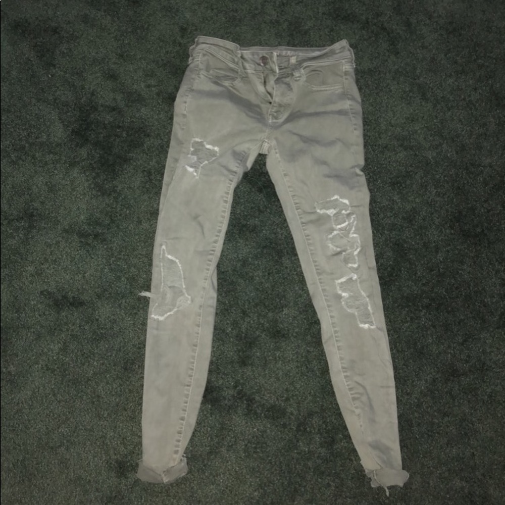 American Eagle ripped green jeans NWOT